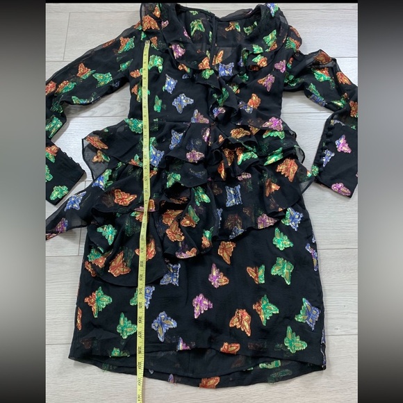 The Kooples Silk Ruffle Butterfly Bomb Mini Long Sleeve Dress - Picture 13 of 16
